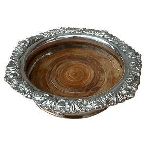 Vintage Silver Plate Wine Bottle Coaster  Pierced Grapevine England Holder